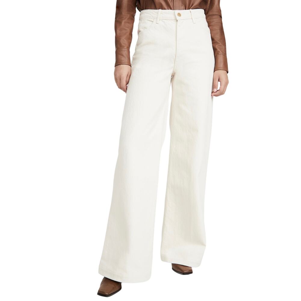 Triarchy Wide Leg Jeans Womens 25 White High Rise Organic Cotton Premium Denim